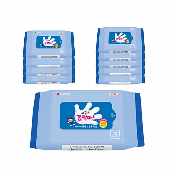 Детские антибактериальные салфетки (мини упаковка) 10шт BABY Hand Sanitizing Tissue 10ea*10