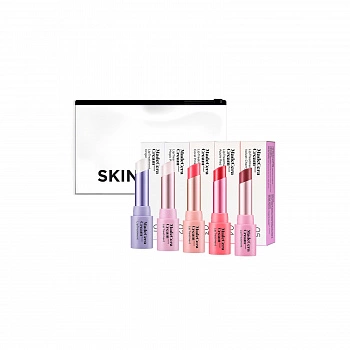 Набор бальзамов для губ 5шт. + Косметичка Lip Treatment 5ea Set + Pouch